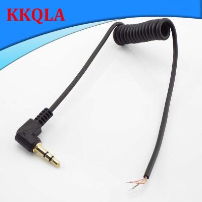 QKKQLA 3.5mm Male 3 Pole Jack Audio Cable Right angle DIY Headphone Spring wire Line Strand Earphone Maintenance Repair