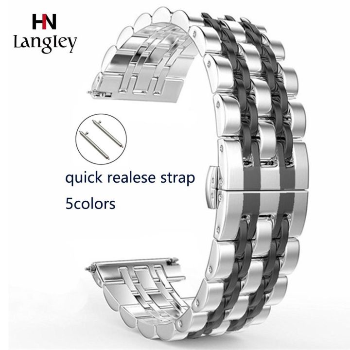 สายนาฬิกาสแตนเลสสำหรับ-samsung-galaxy-watch-42mm-46mm-เปลี่ยนสาย-20mm-22mm-universal-wrist-band-quick-release-strap