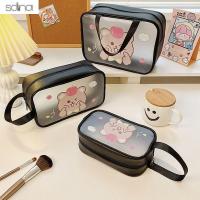 SDINA PVC รูปกระต่ายน่ารักสีชมพูน่ารักลาย Tas Kosmetik สะดวกถุงซักผ้าวัวกระเป๋าเครื่องสำอางกระเป๋าเก็บของ