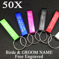 50pcs Wedding Favor Personalised Bottle Opener Keychains Keyrings Personalized Wedding Gift ,Packing in white Organza bag