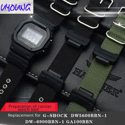 นาฬิกาผ้าใบแคนวาสสีดำคลาสสิกสำหรับ Cso G-SHOCK DW-5600 DW5035 DW6900สายนาฬิกาสายรัด CarterFa 16มม.