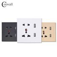 【สะดวก】 Coswall Universal Standard 2.1A USB Wall Socket Home Wall Charger 2พอร์ต USB Outlet Power Charger สำหรับโทรศัพท์สีขาว/สีดำ/ ทอง