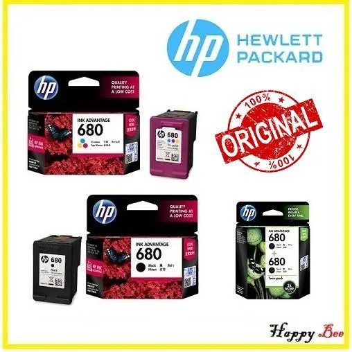 Ink Cartridge Hp 680 Black Tri Color Twin Pack Combo Pack Original