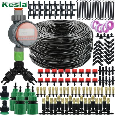 KESLA 5-50M Garden Micro Drip Irrigation Automatic Watering System Kit Timer Controller DIY Mist Spray Cooling for Potted Plants