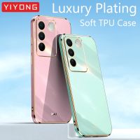 VIVO V27 Pro Case YIYONG Plating Silicone TPU Ring Holder Cover For VIVO V27 V25 V23 Pro V23E V25E V27E Shockproof Phone Cases