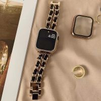 [ขายดี] สายรัดข้อมือทองสำหรับสายคาด Apple Watch 8อัลตร้า49มม. 7 SE 6 5 4 3 41มม. 45มม. 38/42มม. 44 40มม. สร้อยข้อมือโลหะสำหรับผู้หญิง