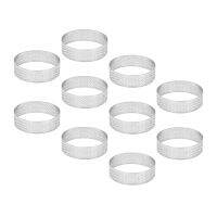 10Pcs Circular Tart Rings With Holes Stainless Steel Fruit Pie Quiches Cake Mousse Mold Kitchen Baking Mould