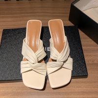 พร้อมส่ง [ดูงานจริงแชตคะ] รองเท้าเปิดส้น สูง 2 นิ้ว หนังนิ่ม size 35-40 รองเท้าผู้หญิง BB249