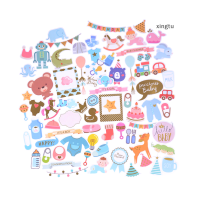 ?[xingtu] 73pcs Creative Baby Die ตัดสติกเกอร์สำหรับ scrapbooking การ์ดวางแผนมีความสุขทำของขวัญ