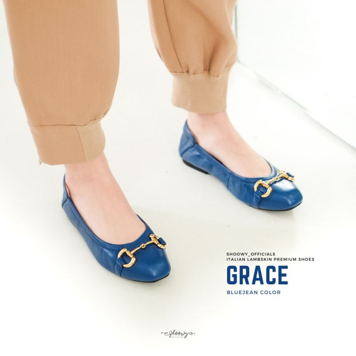 รองเท้าหนังแกะ-รุ่น-grace-blue-jean-สีน้ำเงิน