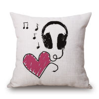 ZXZXOON Music Rock Earphone Decorative Throw Pillow Case Cover Polyester Square Cushion Cover For Sofa Home Capa Almofadas