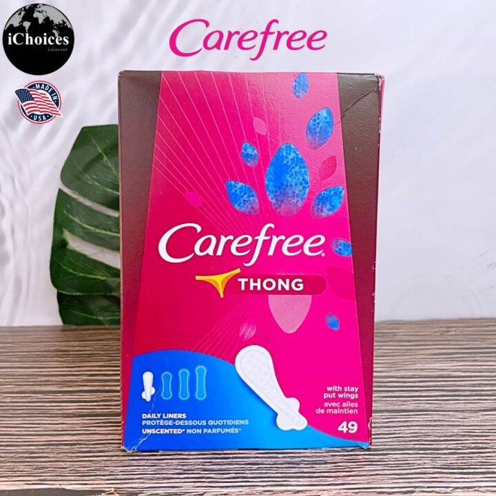 [Carefree] Thong Daily Liners Unscented with Stay Put Wings 49 Count