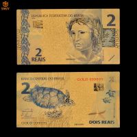 Nice Product Color Brazilian Gold Banknote 2 Real Currency in 24k Gold Plated Paper Money For Collection