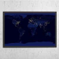 Polar Maps Obtained From Salite Orbits Retro Map Poster Canvas Art Prints Home Decoration Wall Painting (No Frame)