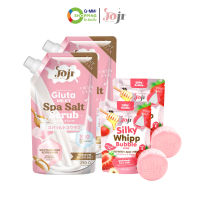 Joji Secret Young โจจิ ซีเคร็ท ยัง เกลือสครับขัดผิวสูตรกลูต้าไธโอนน้ำนม350g. 2 ชิ้น+สบู่วิปโฟมสตรอว์เบอรี 2 ชิ้น #126804