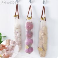 1pc Kitchen Fruits Vegetables Storage Hanging Bag Cotton net washable agricultural product net bag Onion Tomato