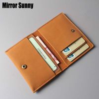 Cowhide Genuine Leather Handmade Wallet Card Holder Bag Retro Simple Drivers License Case Male and Female Document Clip Card Holders