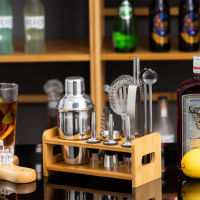 750ml Stainless Steel Cocktail Shaker Mixer Drink Bartender Browser Kit Bars Set Tools With Wine Rack Stand