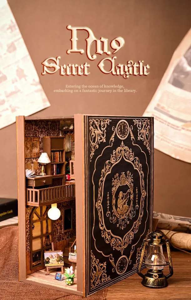 DIY Book Nook Shelf Insert Kits Miniature Dollhouse Avec Meubles