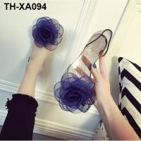 Sandals flat bottom female students rose summer new jelly transparent womens sandals crystal plastic beach shoes fish mouth