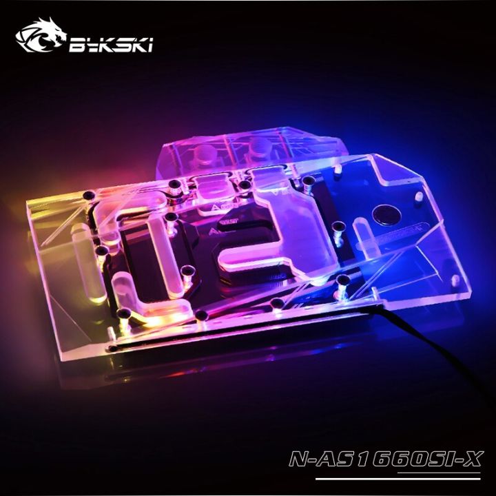 bykski-gpu-water-cooling-block-ใช้สำหรับ-asus-gtx1660-o6g-si-full-cover-ทองแดงหม้อน้ำบล็อก-3pin-5v-a-rgb-4pin-12v-rgb