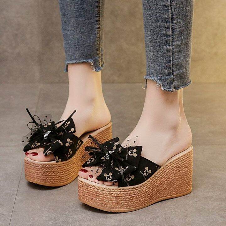 34-43-outerwear-plus-size-slippers-2022-summer-new-platform-wedge-bow-slippers-womens-shoes