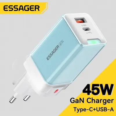 Essager 45W USB GaN Type C PD QC 3.0ตัวชาร์จไฟสำหรับ iPhone เร็ว14 13 Pro Samsung XiaoMi ชาร์จเร็วชาร์จโทรศัพท์เดินทาง