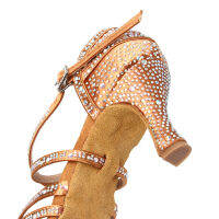 ใหม่รองเท้าเต้นรำละตินผู้หญิงสาวห้องบอลรูม Tango Salsa Sandal Rhinestone สุภาพสตรี Samba เซ็กซี่ส้นขายส่ง