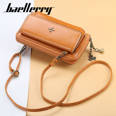 baellerry New Women Shoulder Bag Solid Leather Shoulder Straps Mobile Phone Wallet Big Card Holders Wallet Girls Handbag Pockets