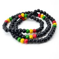 Red Yellow Green Black Wooden Beads Africa Rasta Reggae Punk Hiphop Necklaces Fashion Jewelry Fashion Chain Necklaces