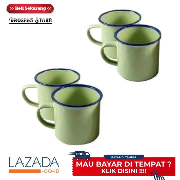 Gelas Cangkir Jadul Gelas Seng Enamel 12 Pcs 1 Lusin Gelas Jaman Doeloe Cangkir Jadul 7038