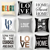 Gray White Black Letter Home Decoration Pillowcase Square Pillowcase Party Sofa Home Office Decoration Cushion Cover