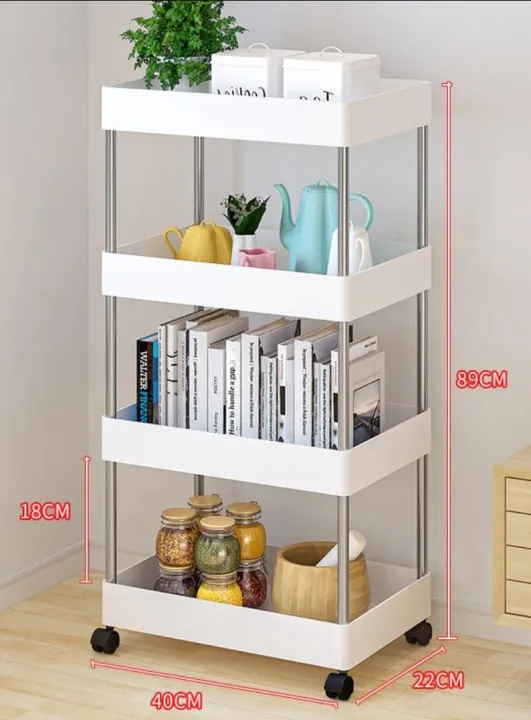 4 Tiers space saver shelf organizer(rak serbaguna 4 tingkat dgn roda ...