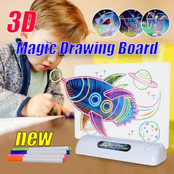 Light up Drawing Fun Developing Toy Draw Sketchpad Board Portable for Children  Kids School