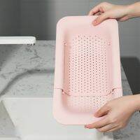 【hot】 Vegetable Fruit Fruits Drainer Basket Strainer Sink Drain Rack Adjustable Retractable Drying Racks !