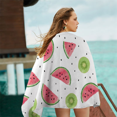 Summer Bath Towels Watermelon Pattern Towel Double Fleece Fruit Print Beach Bath Towel Women Shawl Sports bath towels for adults