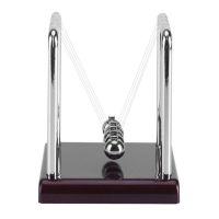 ที่นี่ Min Newton Cradle Balance Ball ฐานไม้สีดำกระจกตกแต่ง Ball