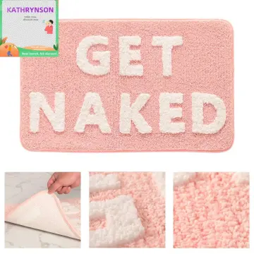 Funny Bath Mat Get Naked Pink Runner Bathroom Runner Cute Bathroom Decor  Non Slip Letter Bath Mats 