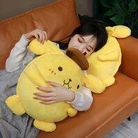 Sanrio POM Purin ตุ๊กตาหมอนนุ่ม Kawayi 2-In-1หมอนอิงผ้าห่มการ์ตูนตุ๊กตา Hiasan Kamar สุนัขสำหรับ Kado Pacar เด็ก