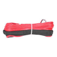 Winch Rope 12 Strands 1/4inx50ft Waterproof Wear Resistant Winch Recovery Cable Red with Black Protective Cover for Truck