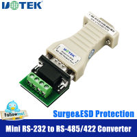 UOTEK Mini RS-232 to RS-485 Converter RS232 To RS485 Conversion Adapter DB9 Male Female Connector Terminal Block RS232 To RS485 Converter Transmission Distance 1200M(RS-485) 5M(RS-232) with Lightning Protection UT-201B