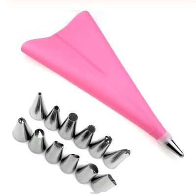 【hot】 14 PCS/Set Silicone Icing Piping Pastry   12 Nozzle Tips Converter Decorating Tools