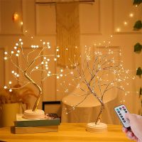 ۞♦ 36/108 LED Fairy Sparkly Tree Table Lamp Remote Control Artificial Bonsai Tree Night Lights Tree Desk Lamp Room Holiday Lighting