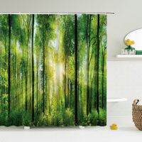 Nature Forest Shower Curtain Waterproof Bathroom Screen Trees Scenery Curtains Polyester Cloth Bath Home Curtains 180X200CM