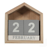 Vintage Shape Perpetual Calendar Wood Desk Wooden Block Home Decoration