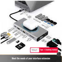 Multifunction USB C Hub To USB 3.0 HDMI-compatible Adapter VGA PD SDTF Card Reader Wireless Charging Docking Station for Laptop