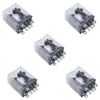 5X JQX-13F LY2 AC 24V Coil 8-Pin DPDT Red LED Electromagnetic Relay
