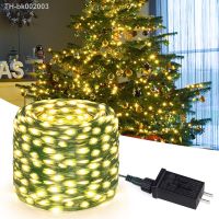 ❃◐ 50M 100M Green Wire LED String Light New Year Fairy Lights Outdoor Garden Christmas Tree Decor Led Garland Lamp Waterproof