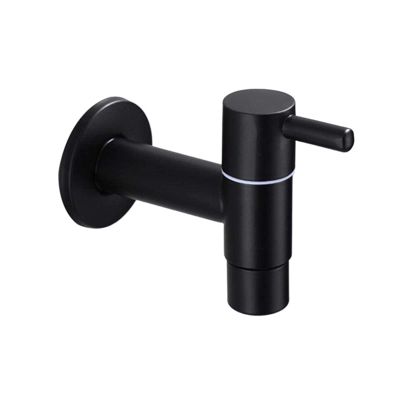 Mop Sink Faucet 304 Stainless Steel Bathroom Washing Machine Faucet Outdoor Garden Single Cold Water Tap (Black)