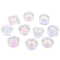 1Pc Rainbow Crystal Clear Acrylic Liquid Dish Tappen Dish Glass Cup With Lid Bowl For Acrylic Powder Monomer Nail Art Tool Cups  Mugs Saucers